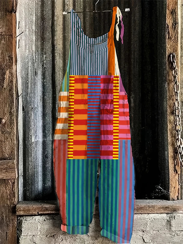 2025 sommer Neue frauen Spitze-up Overall Mode Lässig Frauen Retro Spleißen Gedruckt Hosen eltern-kind-Outdoor reise Kleidung