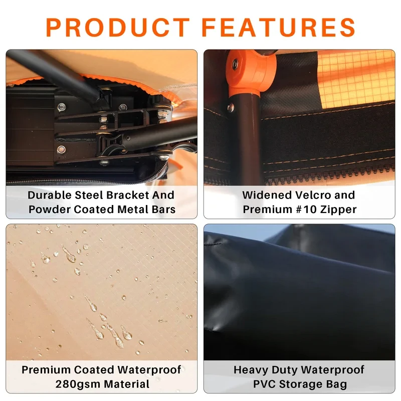 Factory Hot Selling Retractable Fast Open Inflatable Car Side Awning Semi-Automatic Outdoor Tent