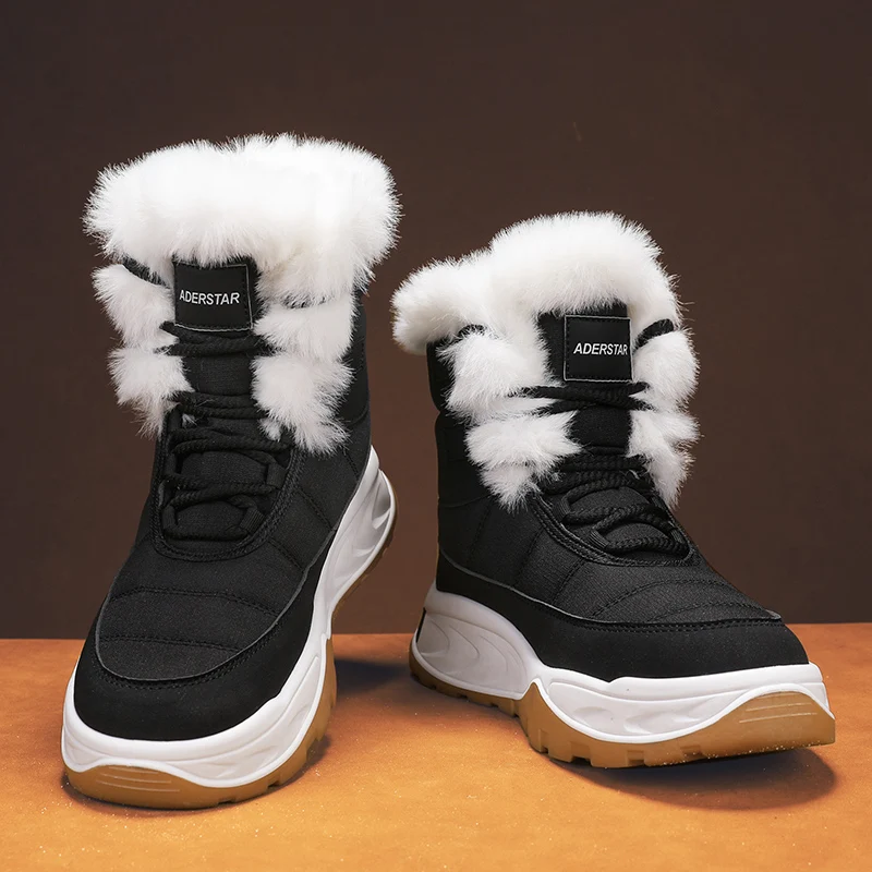 2024 New Winter Men Boots Fur Warm Men's Snow Shoes Non-Slip Plush Sneakers Comfortable Outdoor Snow Ankle Boots