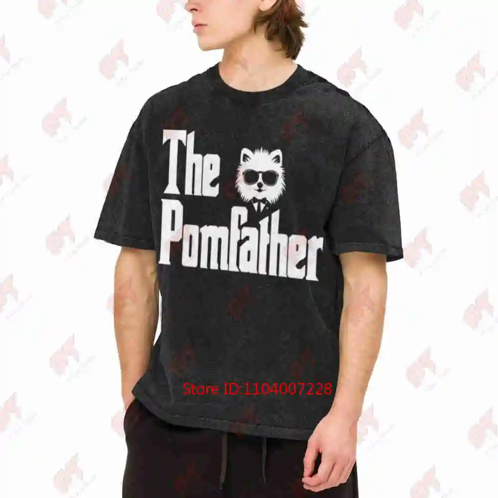 The Pomfather Funny Pomeranian Dog Dad Vintage Washed Tee Pure Cotton T-Shirt