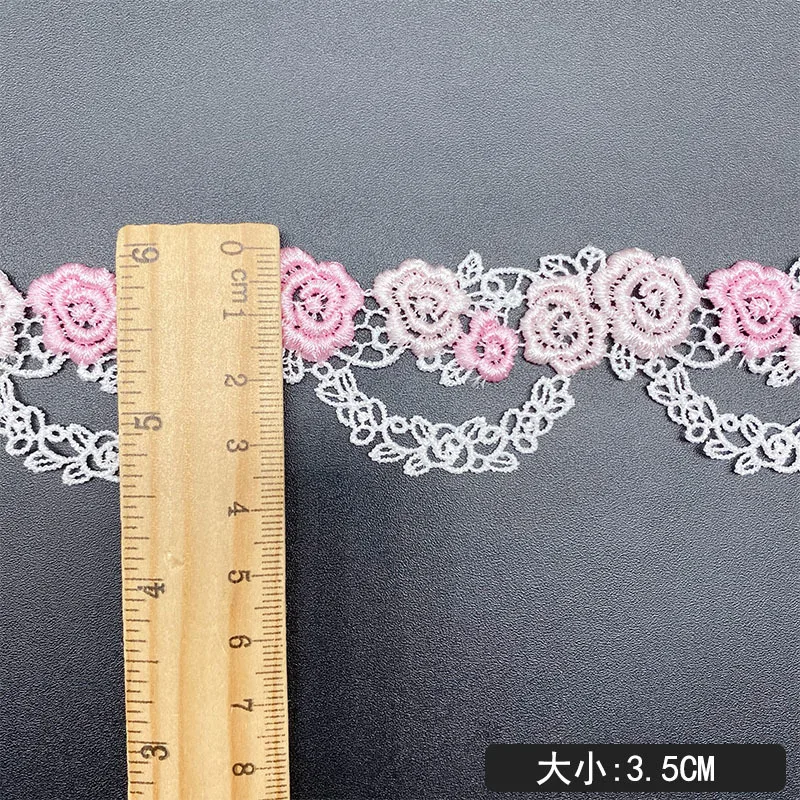 2Yards Wearable Colorful Rose Lace Flowers Ribbon Fabric DIY Embroidered Clothing Accessories