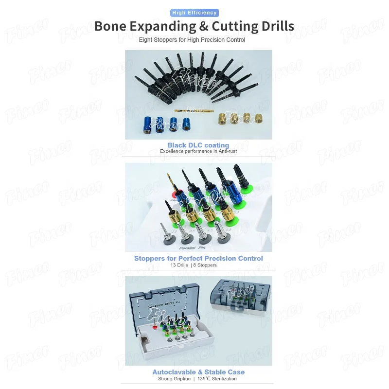 Osseodensification den tal Bur Drills Bone expanding drills with stoppers