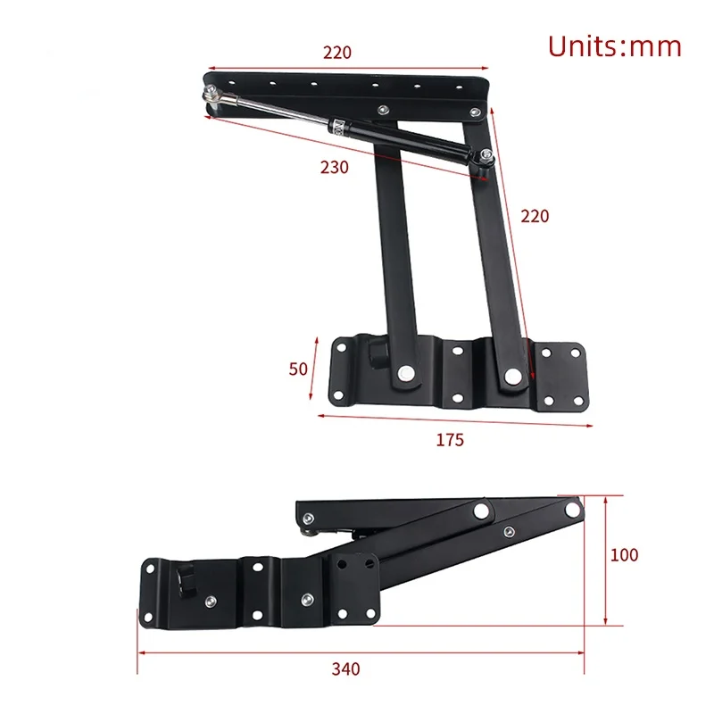 2 szt. Składany stół zawias hydrauliczny składany podnośnik górny mechanizm podnoszący półka na stolik pod komputer zawias sprzęt meblowy