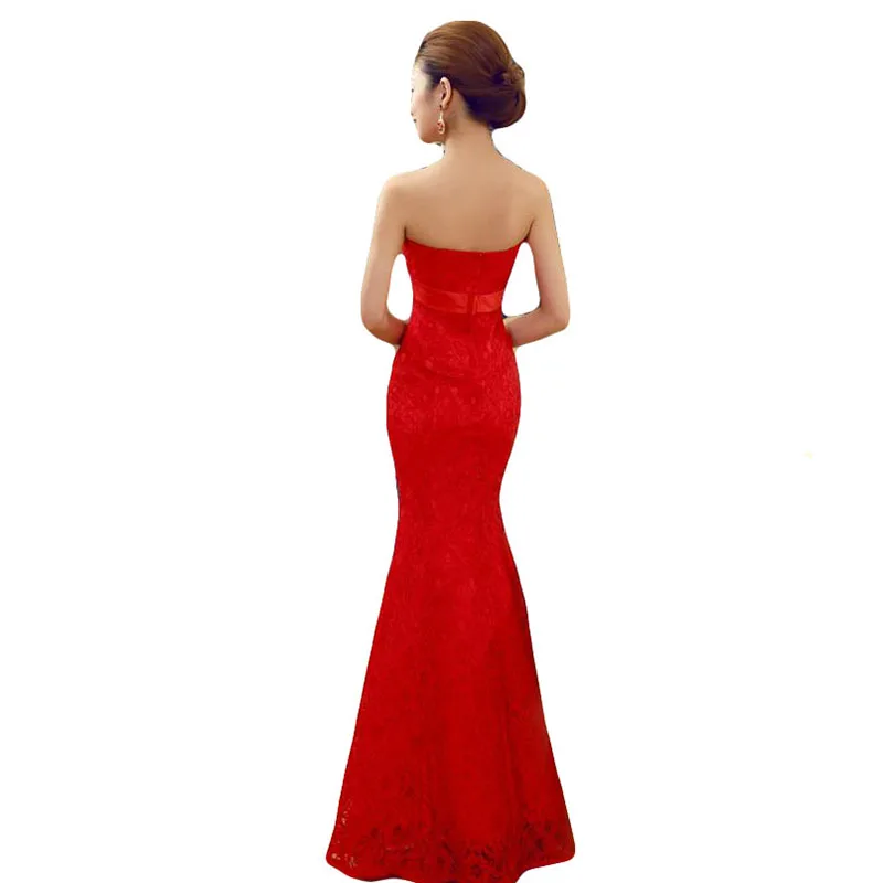 DongCMY Zipper style long New Evening dress 2025 Red color Plus size Robe de soiree Lace Women's Mermaid