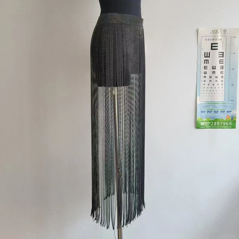 Glitter Strass Lange Quaste Röcke Für Frauen Handgemachte Sexy Diamant Körper Kette Sommer Nachtclub Party Rock Gürtel Y2K Zubehör – Detail 7