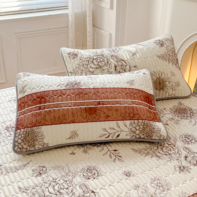 Europe Latex Flower Pillowcase Sleeping 48X74CM Pillow Case Antibacterial Cushion Summer Ice Quilted Pillow Cover for Bed Decor