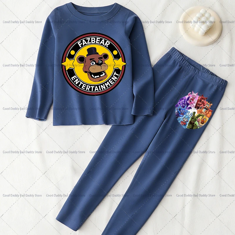 أطقم بيجامات FNAF للأطفال شتوية من الصوف المخملي خمس ليالٍ في فريدي ملابس نوم دافئة بأكمام طويلة وسراويل تناسب ملابس من قطعتين #1