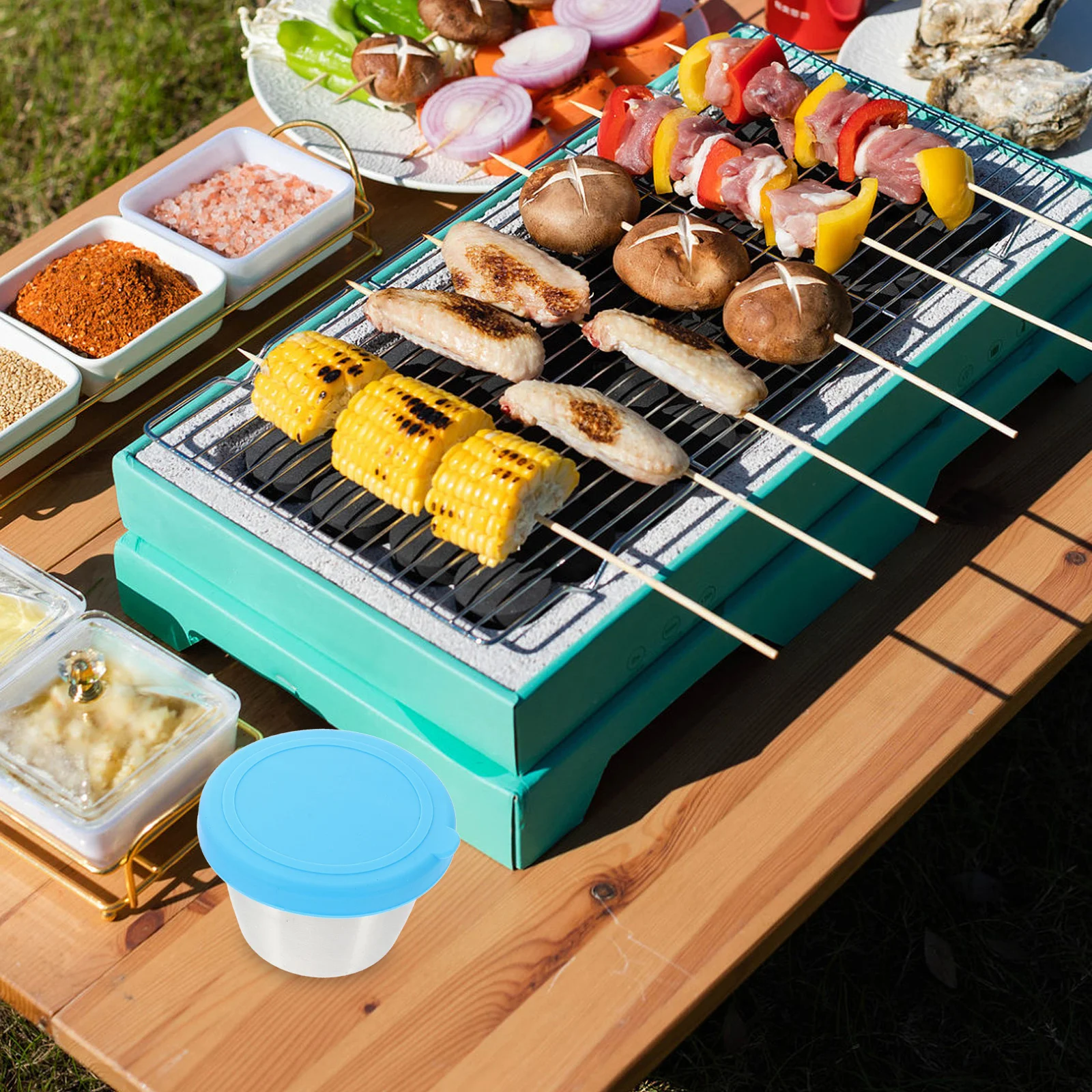 

2pcs Stainless Steel Condiment Containers Mini Sauce Boxes For Lunch Outdoor Picnic Vinegar Soy Sauce Storage Small Food