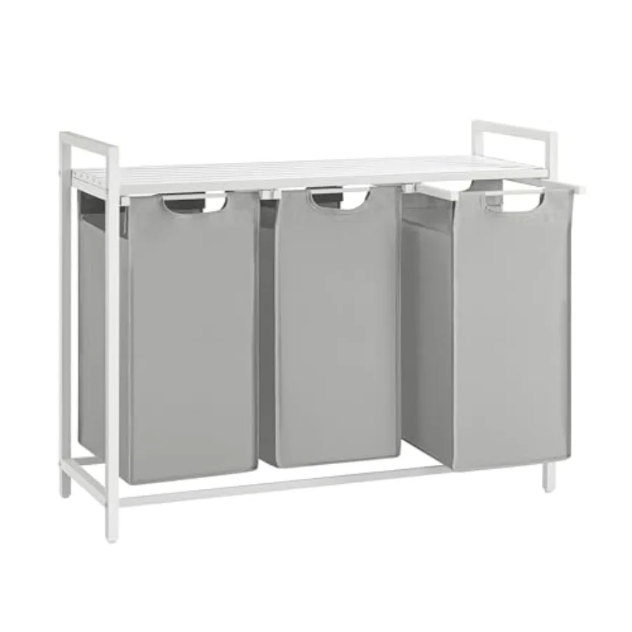 

Laundry Hamper with 3 Pull-Out Removable Bags Laundry Sorter Storage Basket Featuring Metal Frame and Adjustable Shelf 3 x 10.6