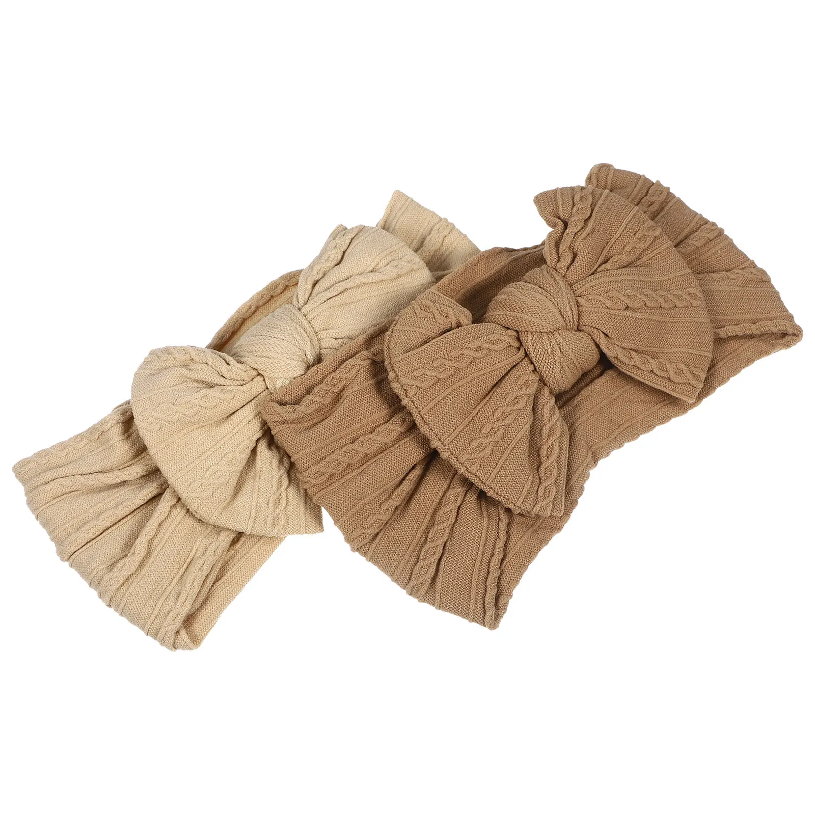 

2Pcs Baby Bow Headbands Soft Nylon Newborn Toddler Headdress Multiple Colors Durable Wear-Resistant Adjustable Cute