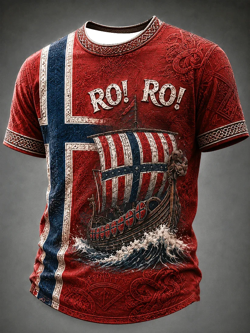 2027 Summer Outdoor New Men's Football Training Suit Viking Style 3D Printed Embroidery Breathable T-Shirt Family Style Shirt