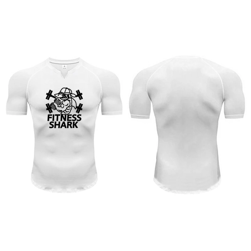 Mens Trainning Tight Elastic Shirts Summer Slim Fit Fitness T-Shirts Quick Dry Breathable Tops Gym Bodybuilding Casual Clothing