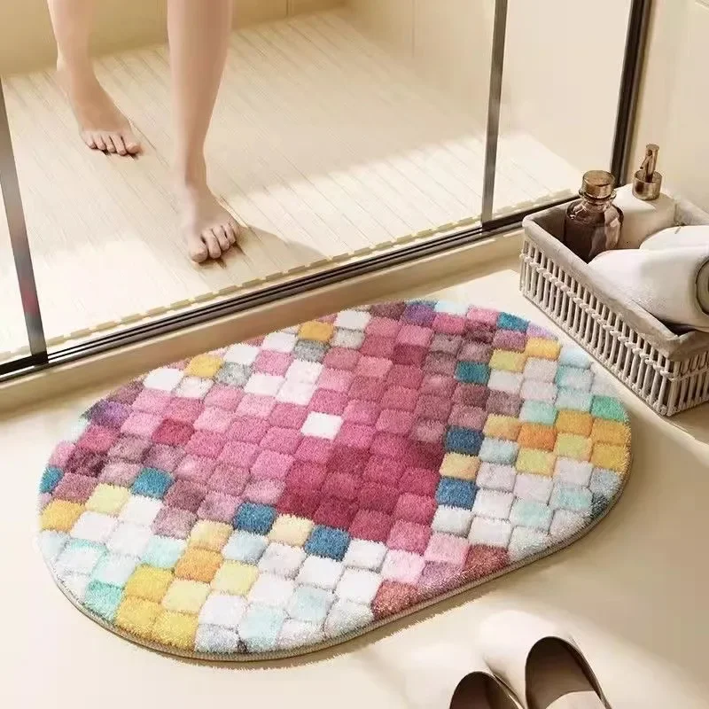 

VIKAMA Colorful Imitation Cashmere Carpet Dopamine Home Decor Washable Entryway Door Blanket Toilet Non-Slip Foot Mat
