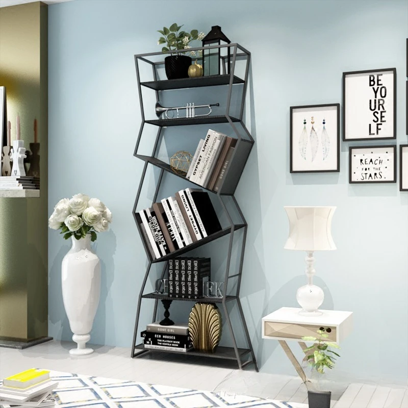 Nordic wrought iron simple living room floor screen shelf creative modern display shelf bookshelf partition shelf
