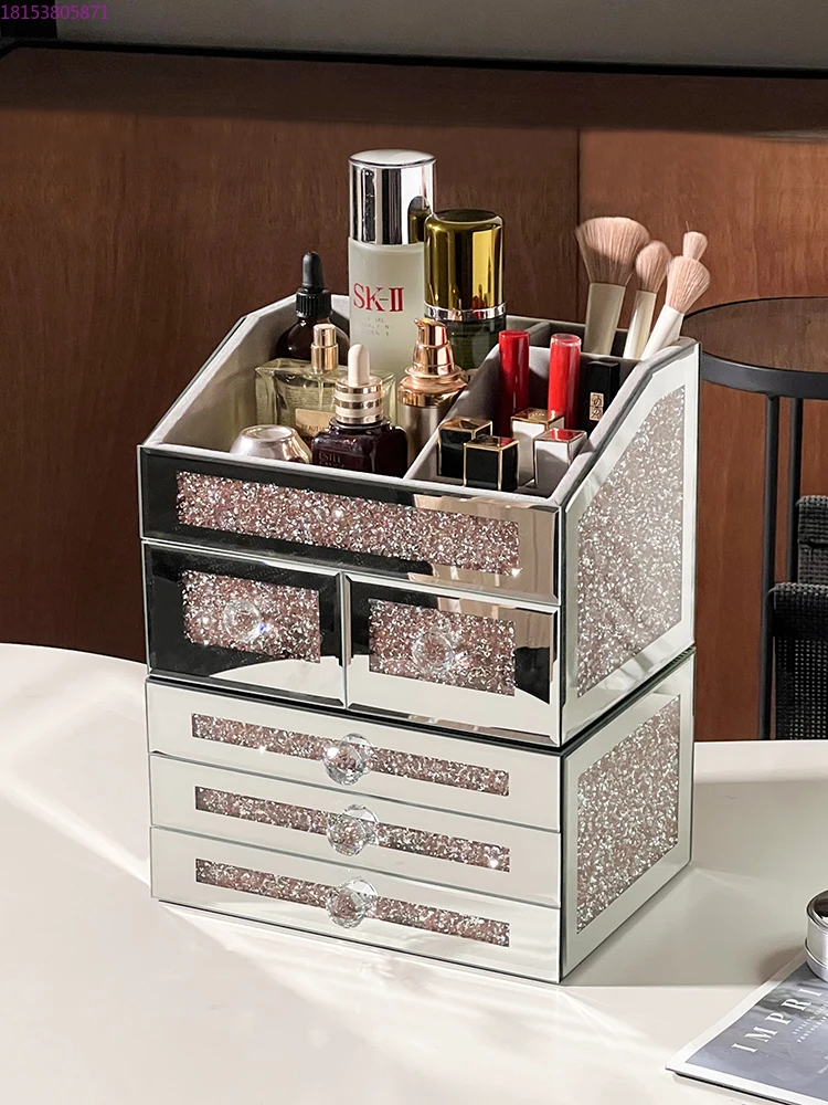 Desktop Premium Sense Large Capacity Skin Care Products Lipstick Makeup Brush Storage
