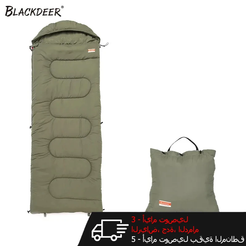 Blackdeer Camping Cotton Splice Sleeping Bag  Season Warm Pillow Hooded Envelope Sleeping Bag for Outdoor Traveling Hiking