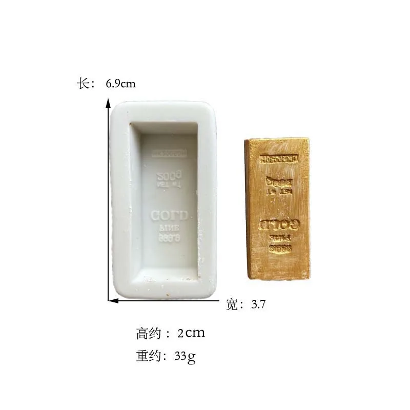 Gold bar silicone sugar turning mold DIY cake chocolate decoration handmade mold