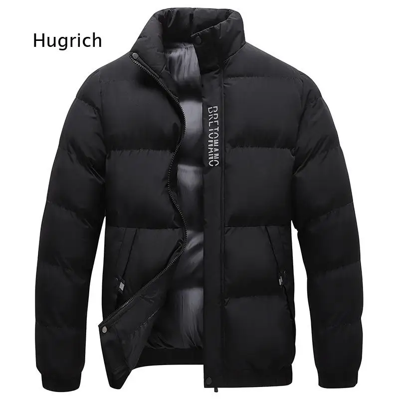 Men's Stand Collar Padded Winter Jacket Zip Up Warm Outerwear With Side Pockets Loose Fit For Casual Daily Streetwear