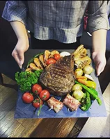 Black Stone Round Natural Slate Western Steak Plates Slate Dinner Plate Kitchen Cheese Pizza Flat Fruit Tray  Plate For Wedding 2