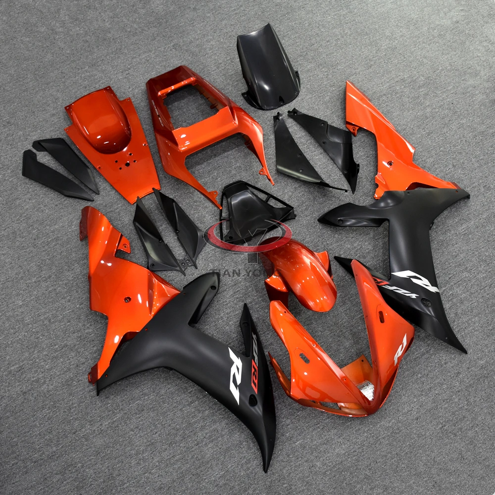 For R1 2002 2003 YZF1000 02 03 Motorcycle Cowling Injection Orange matte black print Full Fairing Kit