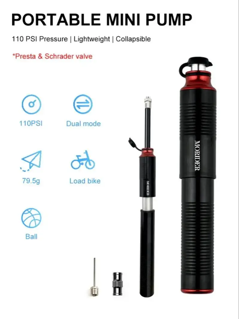 AliExpress CYCLAMI MORIDER 110Psi Aluminum Alloy Portable Mini Bicycle Hand Air Pump Ball Cycling Inflator Accessories Support AV FV Conversion