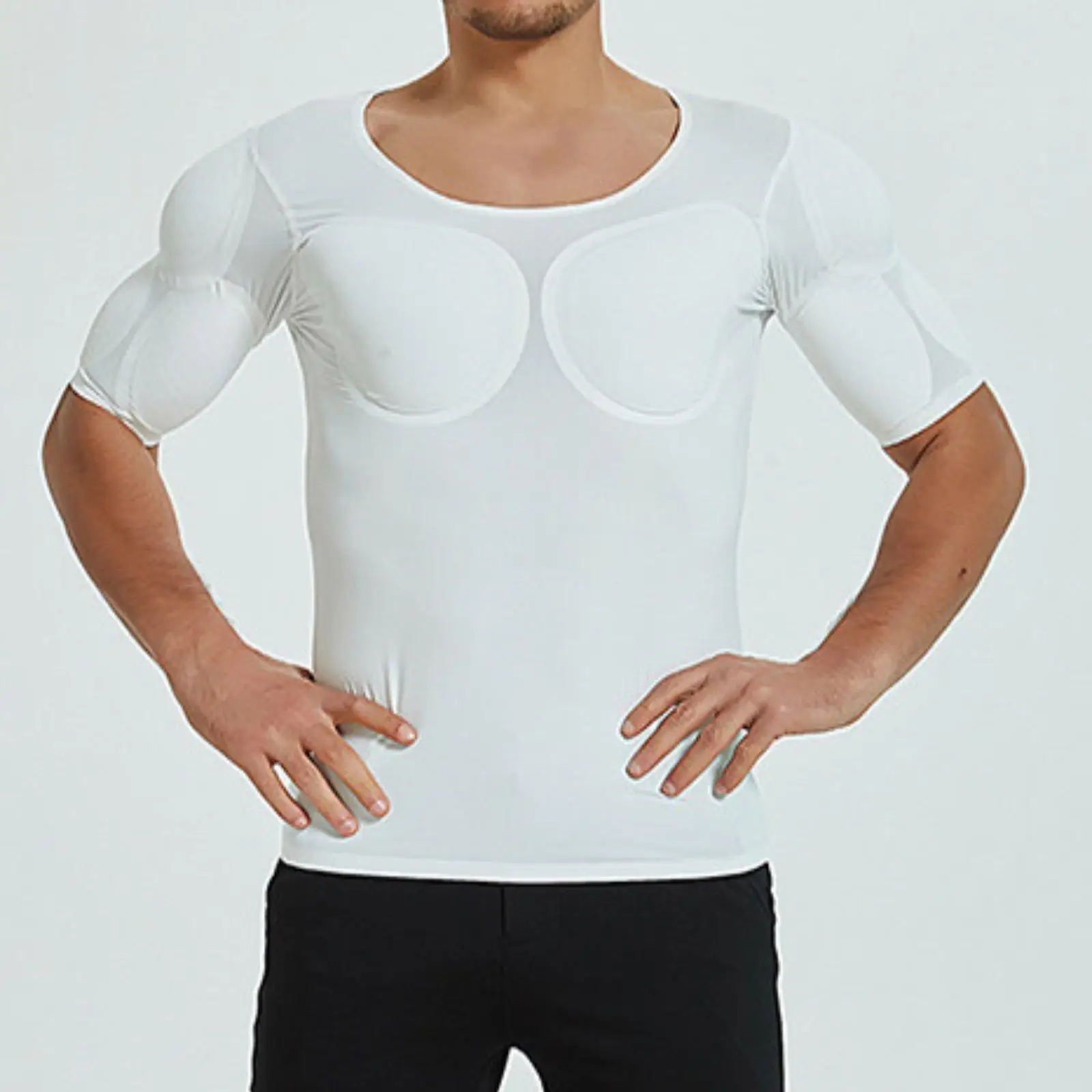 Fake Muscle Suit Shirt Men Costume Accessory Enhancers Undershirt Underwear Padded Muscle Shirt for Dress up Cosplay Halloween
