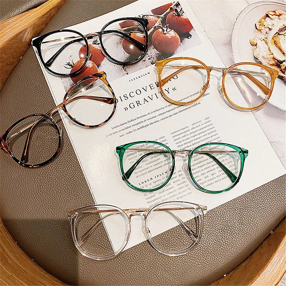Big Size Vintage Round Optical Spectacle Eyeglass Anti-Blue Light Glasses Metal Computer Glasses