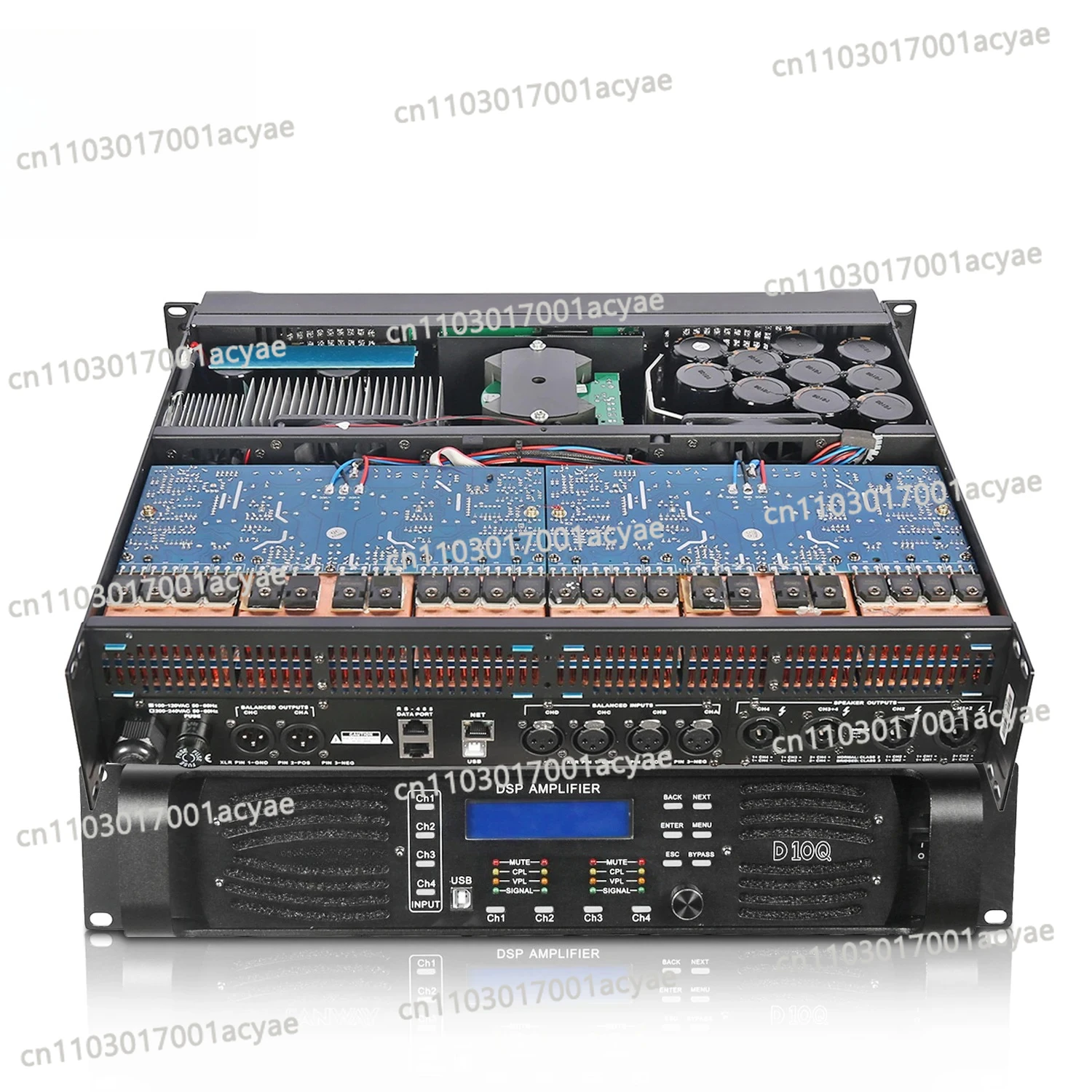 D10Q 4-Channel 10000 Watt Class D DSP Digital Power Amplifier Professional Audio For Church & Video Lighting