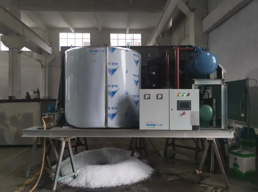 ICEMA 3T~20T Industrial Flake Ice Machine Snow Flake Machine for Fishery Seafood Transportation