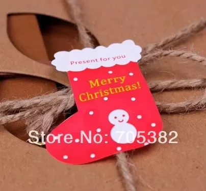 100pcs/lot Size: 4.5x3.3cm Cute Christmas Sock Design Seal sticker Gift Stickers Christmas gift packing sticker (SS-6165)