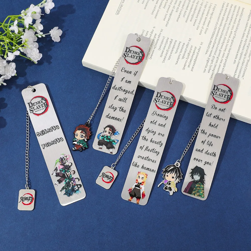 علامة مرجعية معدنية لقاتل الشياطين مع سحر وقتباسات Tanjiro/Giyu، هدية أنيمي لمحبي، مثالية لقارئ المانجا #3