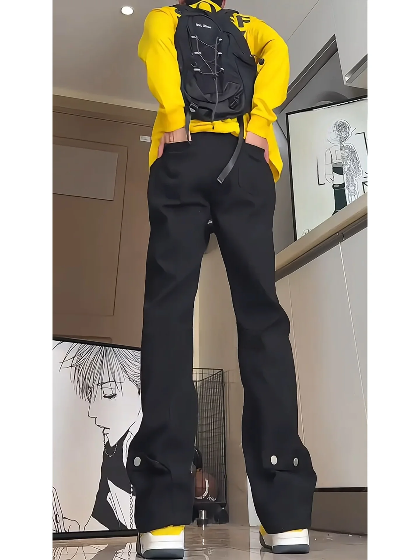 

Bla Slim Fit Men's Jeans Rivet Knife Casual Straight Leg Denim Pants Autumn Winter American High Street Design