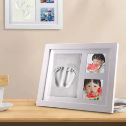 Baby Hand and Footprint Clay Frame, 1st Birthday Hand and Footprint Keepsake Frame, Wooden Cat and Dog Paw Print Frame