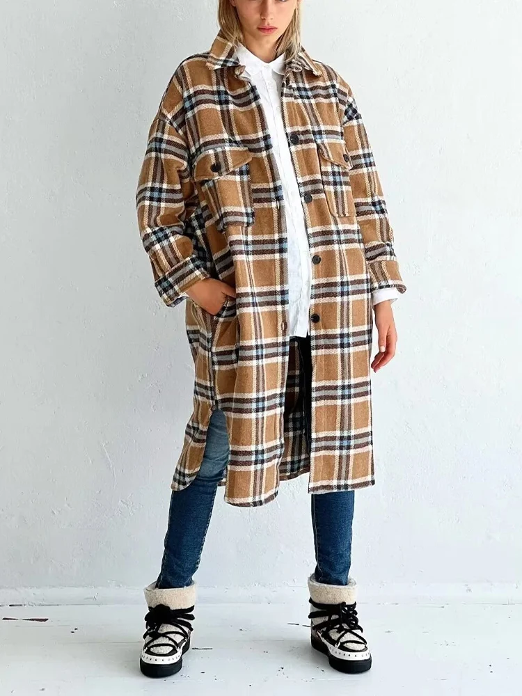 

European and American style 2025 winter new arrivals women's fashion, individuality, simplicity and versatility plaid coat