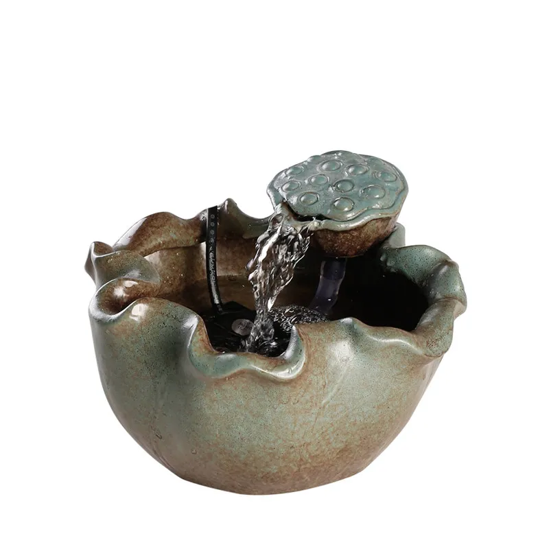 LMM creative lucky water ornament ceramic small desktop circulating humidification fountain living room coffee table