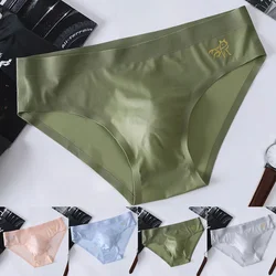 Mens Daily Sexy Ice Silk Briefs Middle Waist Underwear Solid Underpants Hombre Bulge Pouch Knickers Panties Stretch Lingerie