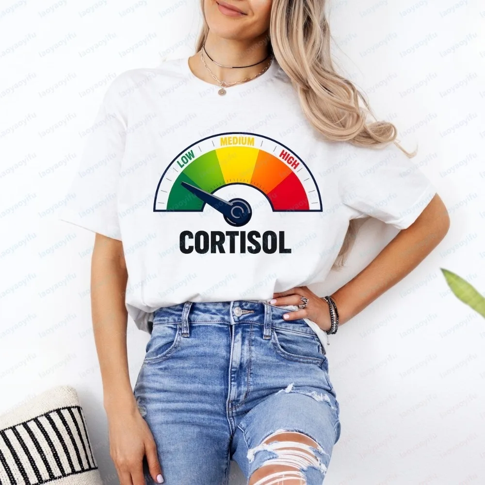 

Low Cortisol Levels Meme Funny Stress T-Shirt Humor Sarcastic Joke Mental Health T Shirt Casual Fashion Loose Man Women Tees