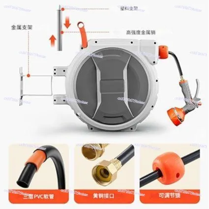45m super long wall hanging 9 functions automatic telescopic pipe reel garden watering water pipe car washing equipment