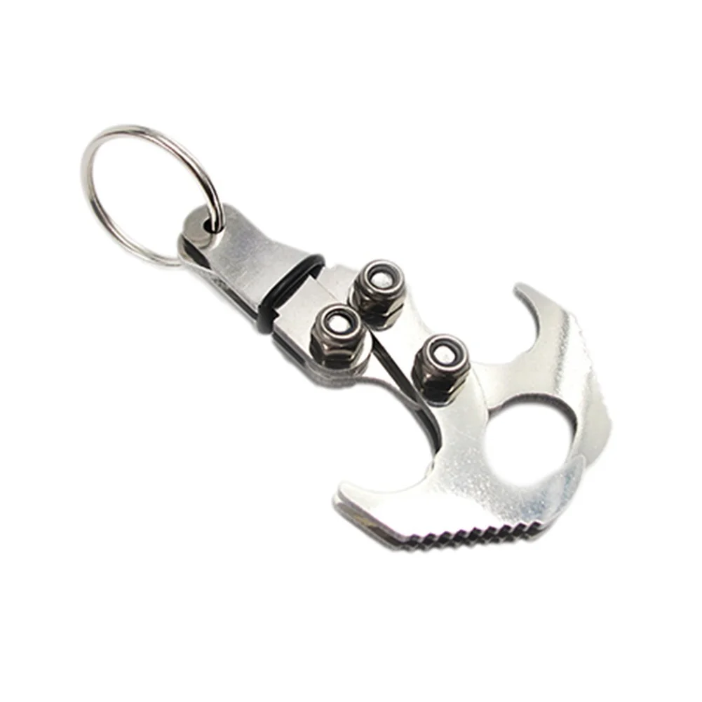Outdoor Mini Stainless Steel Multifunctional Gravity Claw Keychains Survival Folding Escaping Emergency Use for Car Keychain