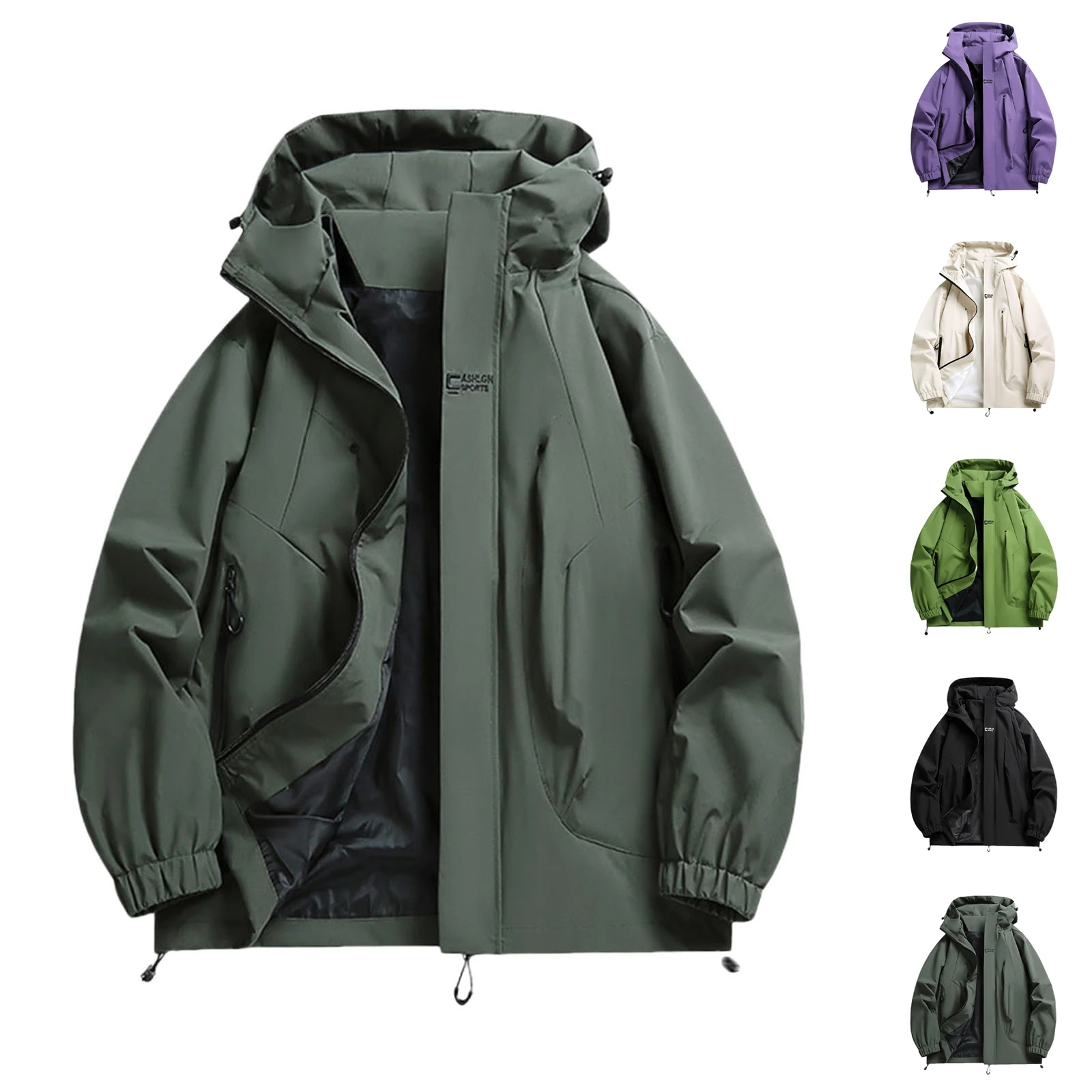 

Spring Autumn Women's Solid Color Long Sleeved Hooded Outdoor Jacket Windproof Waterproof Suit Casual Ladies Sport Coat