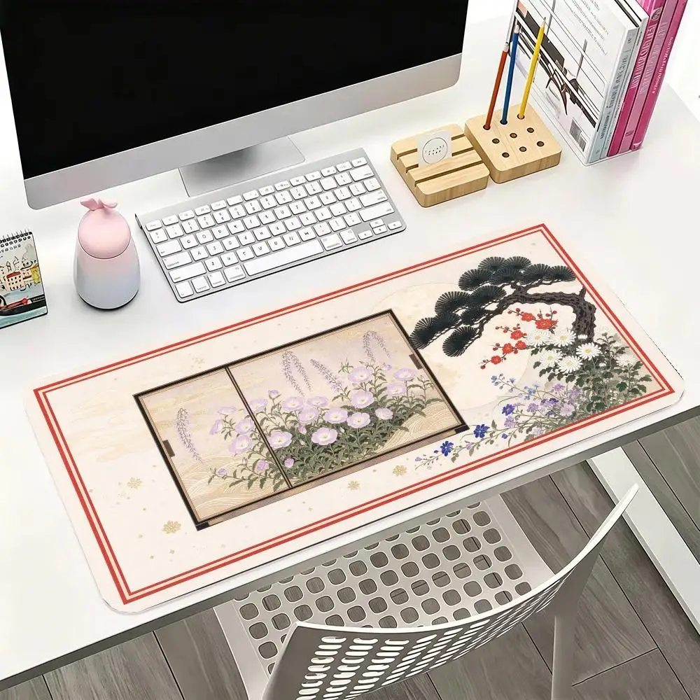 Japanese Window Flower Pine Desk Mat Table Mat Thick Rubber Smooth Surface Precision Tracking For Study Office Home