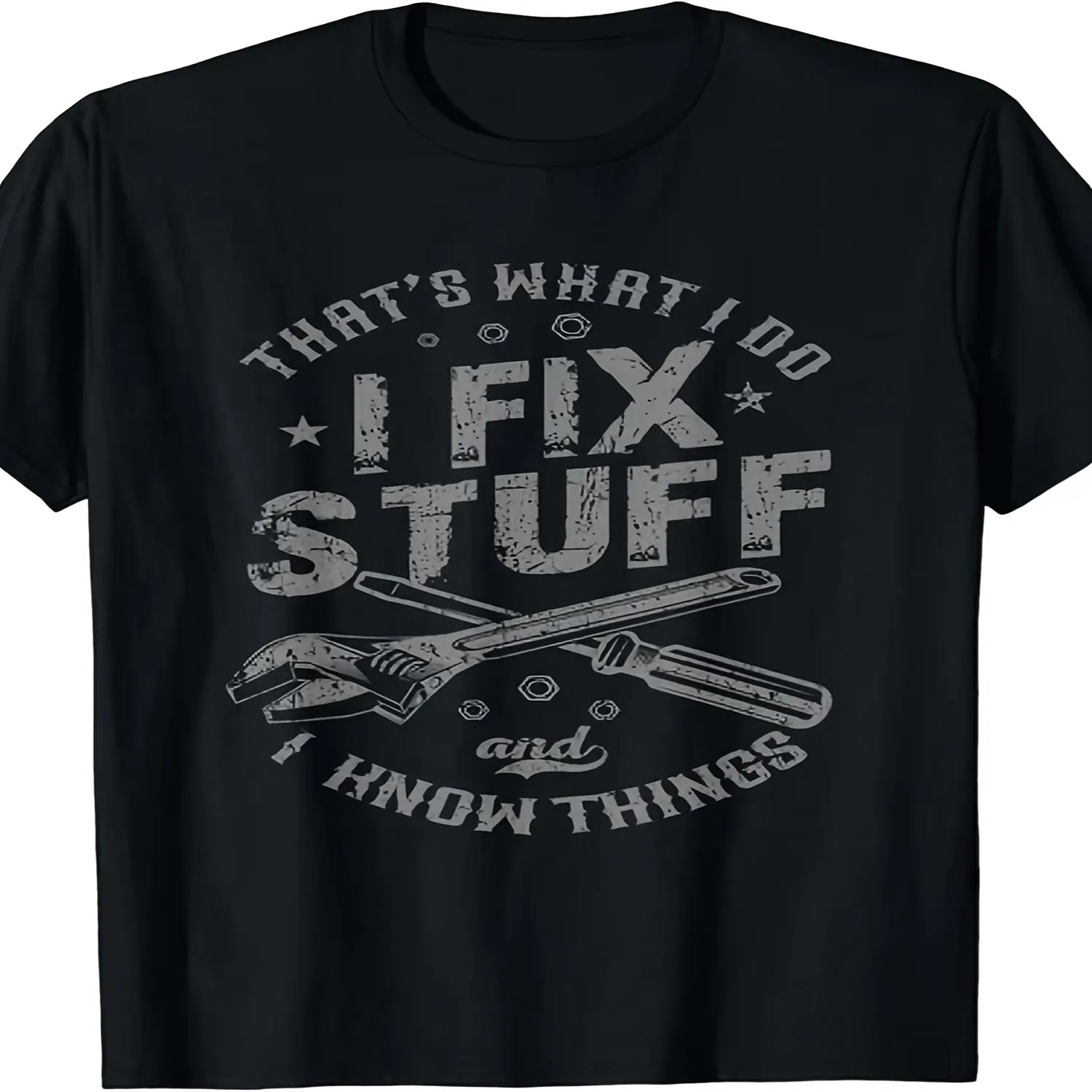 This Is My Job_ I Repair Things And Have Knowledge Mechanic-Themed T-Shirt for All Seasons, Featuring Humorous Design for Men Round Neck, Short Sleeves, Made from Soft, Breathable Fabric, And M Everyday Wear Shirt, Art Print Tshirt