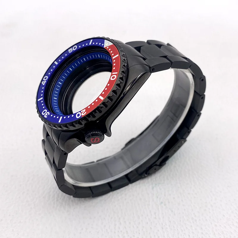 42mm Black NH35 SKX007 SRPD Watch Cases with 22mm Watch Strap Kits Fits NH35 4R 7S26 Automatic Movement Customizable