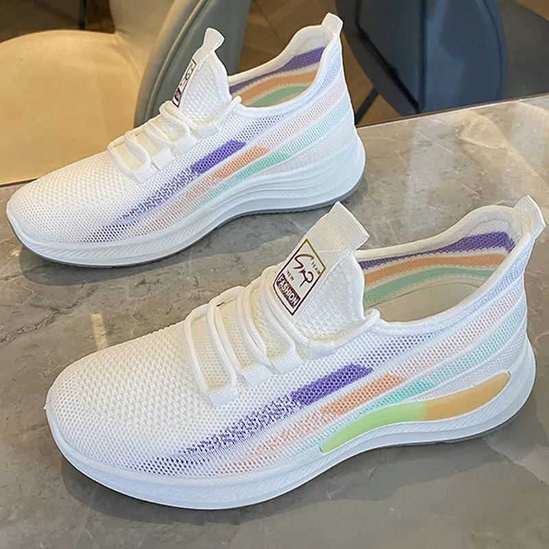 

Spring Summer Women's Casual Sports Shoes Trendy Flying Woven Net Breathable Running Shoes
