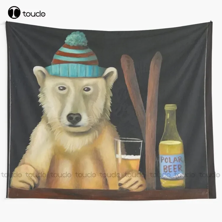 Polar Beer Ski Winter Bear Christmas Tapestry Tapestry Wall Hanging For Living Room Bedroom Dorm Room Home Decor Hanging Wall