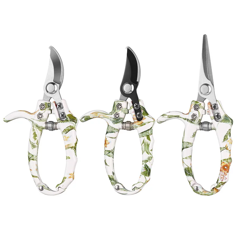 Multi functional garden pruning shears SK5 steel bending shears straight shears with printed fiberglass handles