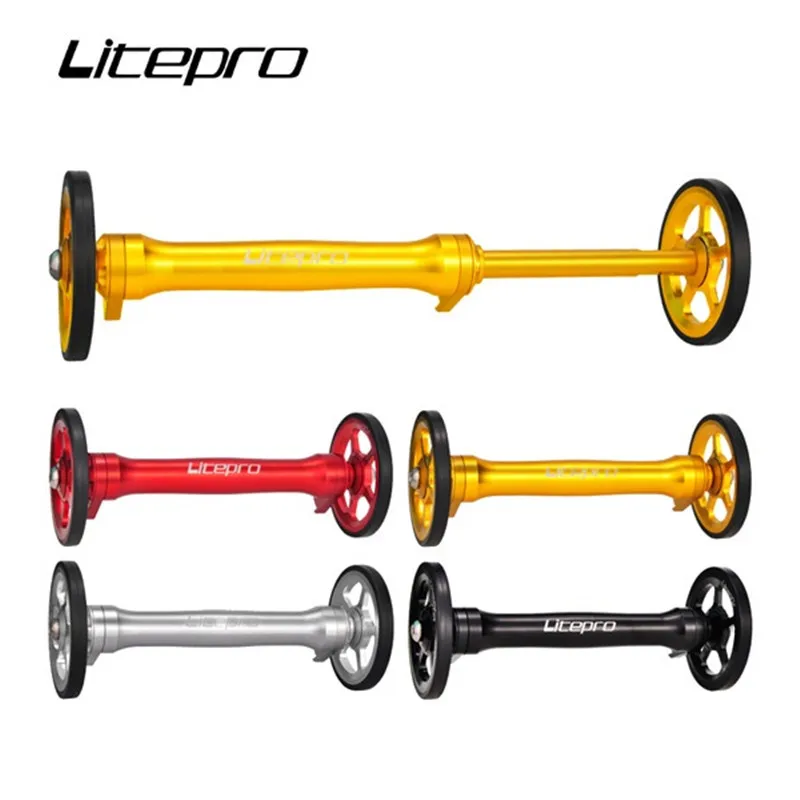Liteproelite Folding Bicycle Modified Telescopic Bar Aluminum Alloy Rear Rack Easy Wheel Extension Rod Parts For Brompton C-line