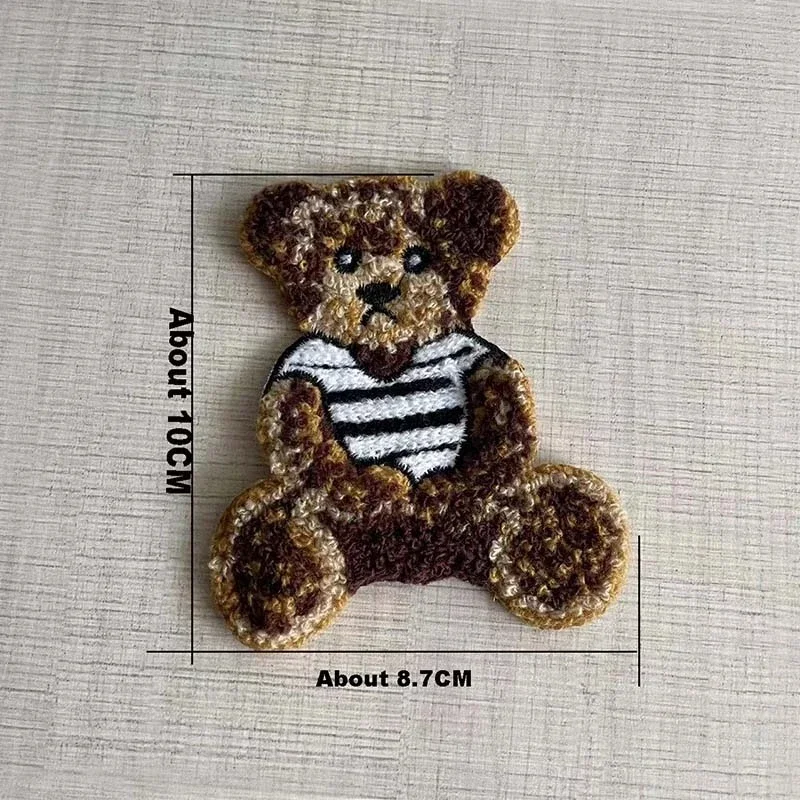 2PCS Cartoon Large Teddy Bear Chenille Patch Sewing Embroidery Applique Badge Stickers,Sew On Patches DIY For Clothing Kids