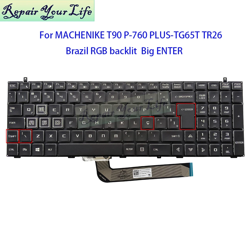 Brazilian Latin Spain RGB Backlit Keyboard For Machenike T90 Plus P-760 PLUS-TG65T TR26 For MECHREVO X3-S X8Ti-s X8 Pro Teclado