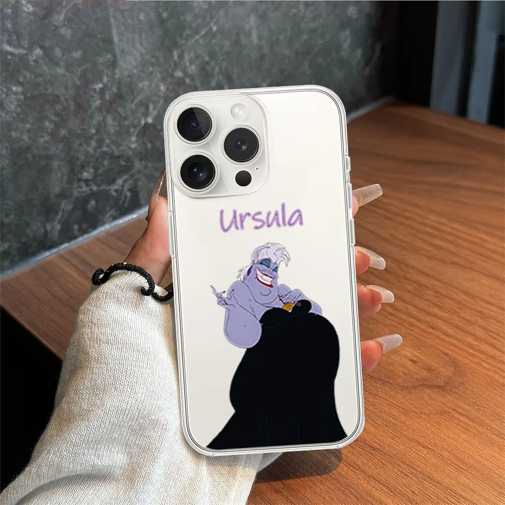 Phone Case for iPhone 11 12 13 14 15 16 Max Pro Plus Transparent Soft Shell MINISO Ursula Villains